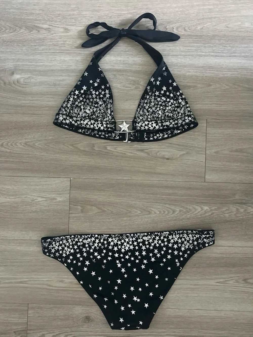 Victoria's Secret Black Bikini Set with Silver Star Accents